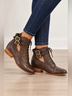 Anthropologie Latigo Abi Buckle Boots Size 9.5